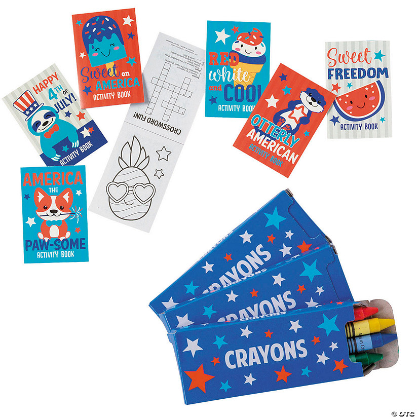 Bulk Patriotic Mini Activity Book &amp; Crayons for 72 Image