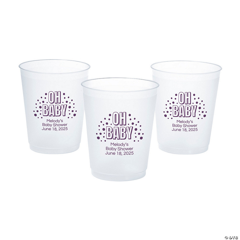 Bulk Personalized Baby Shower Frosted Reusable Plastic Cups Image