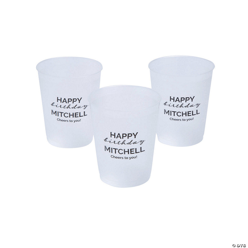 Bulk Personalized Happy Birthday Frosted Reusable Plastic Cups Image