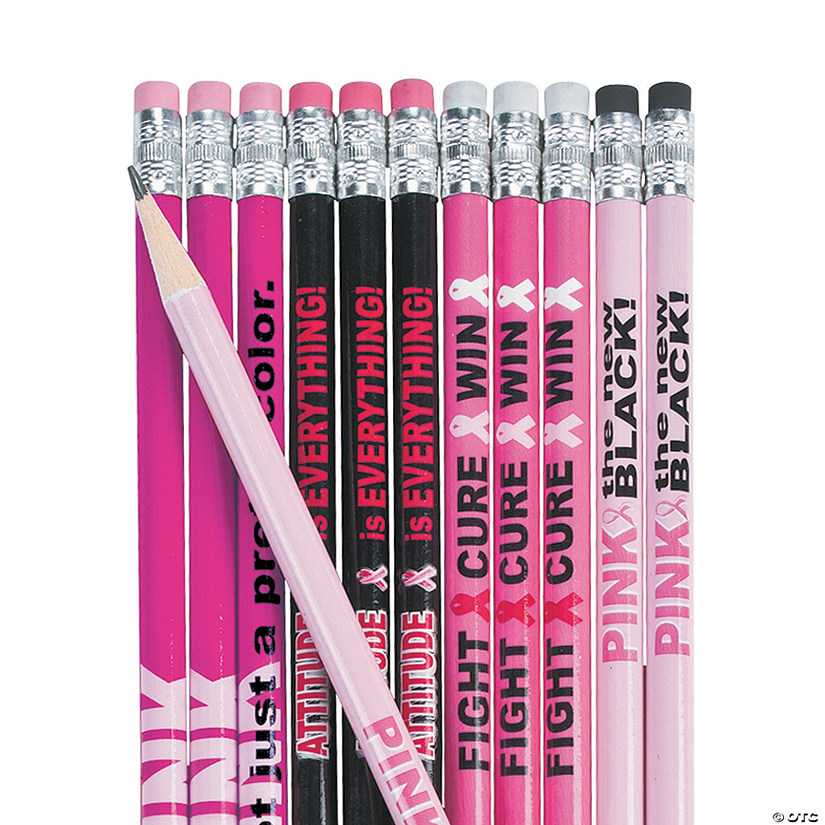 Bulk Pink Ribbon Pencil Assortment 144 Pc.