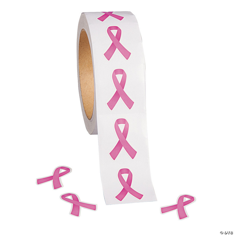 Bulk Pink Ribbon Sticker Roll - 500 Pc. Image