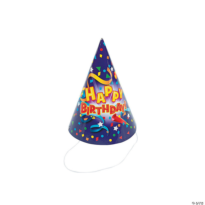 Bulk Purple Birthday Design Paper Hats Image