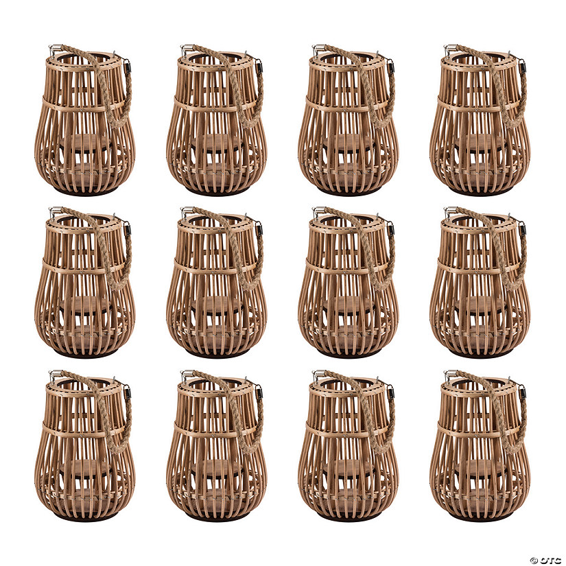 Bulk Rattan Natural Lanterns with Handle - 12 Pc. Image