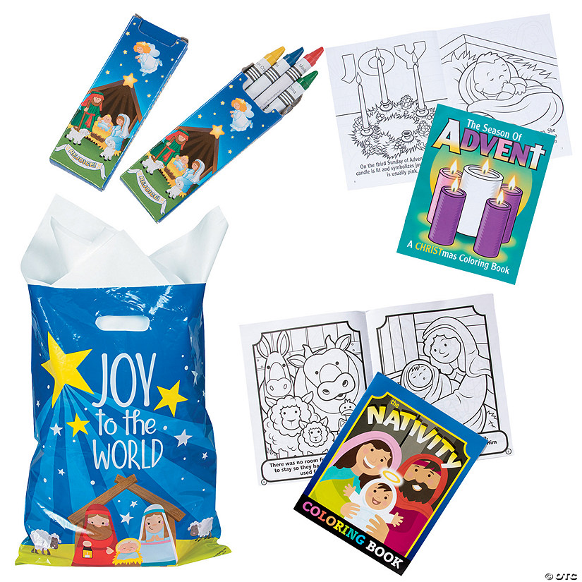 Bulk Religious Christmas Coloring Book Kit for 48 Image