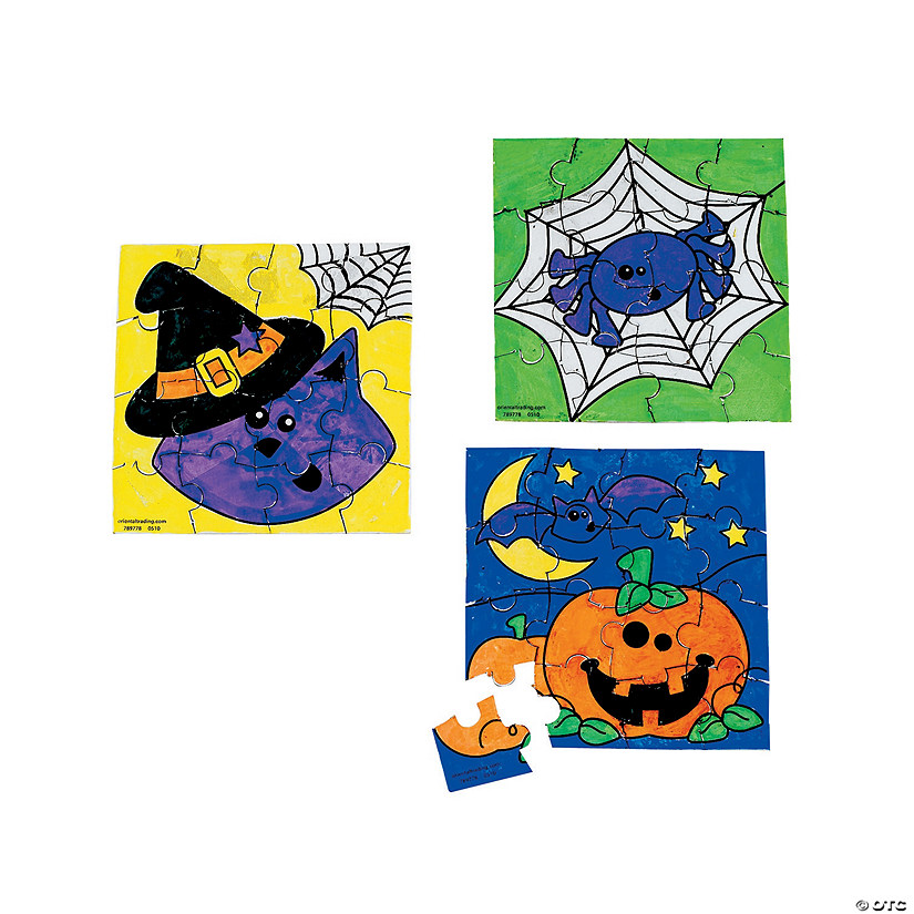 Bulk Set of 50 Color Your Own Halloween Friends Mini Puzzles Image