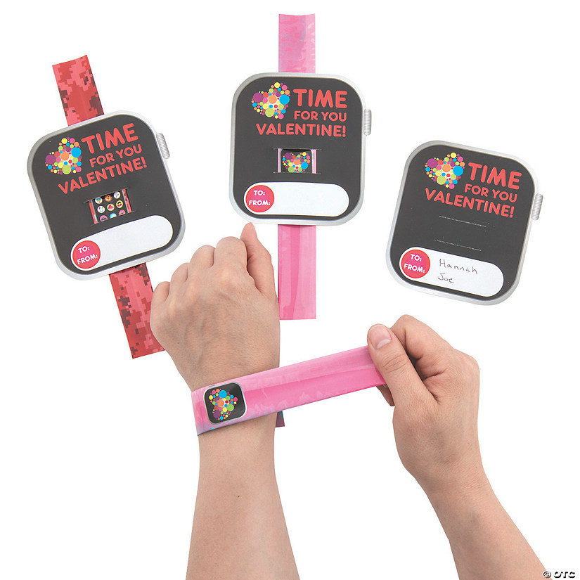 Bulk Smart Watch Slap Bracelet Valentine Exchanges with Card for 50 Image