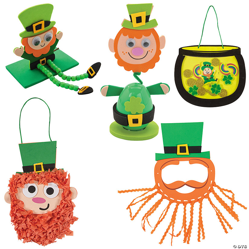 Bulk St. Patrick&#8217;s Day Leprechaun Craft Kit Assortment - Makes 60 Image
