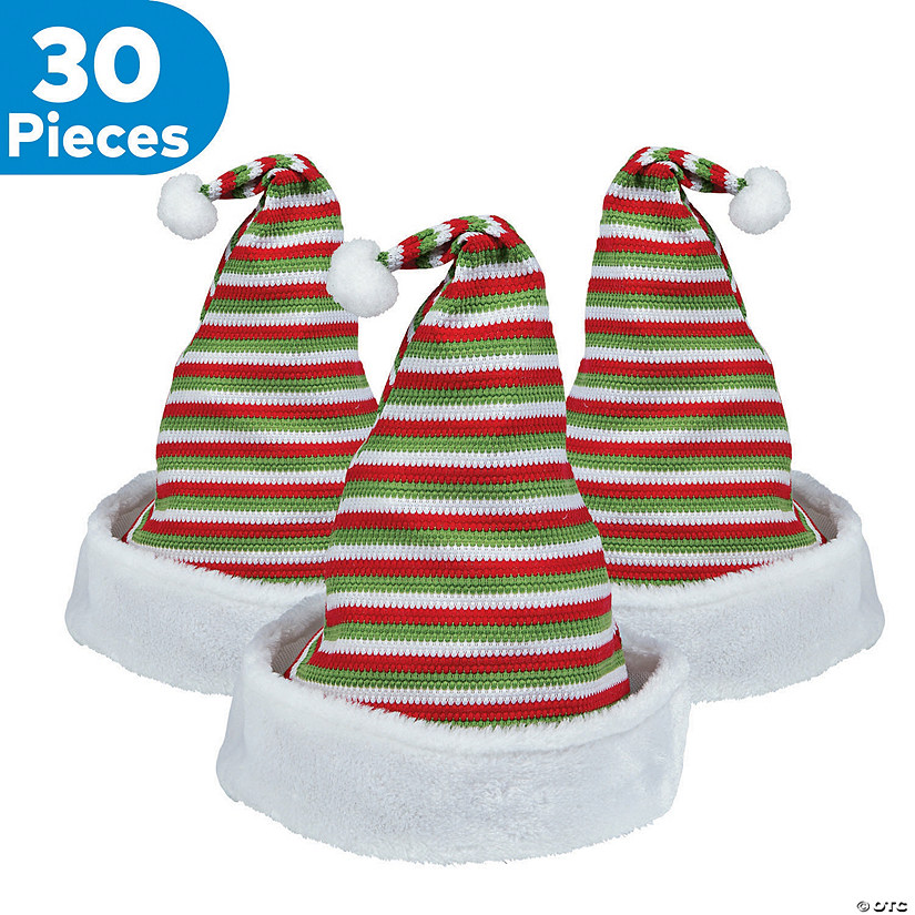 Bulk Striped Knit Santa Hats - 30 Pc. Image