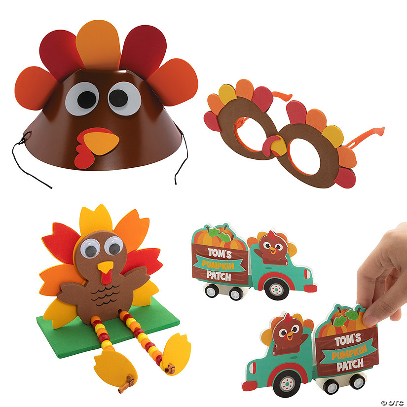 Bulk Thanksgiving Turkey Craft Kit Assortment Makes 48