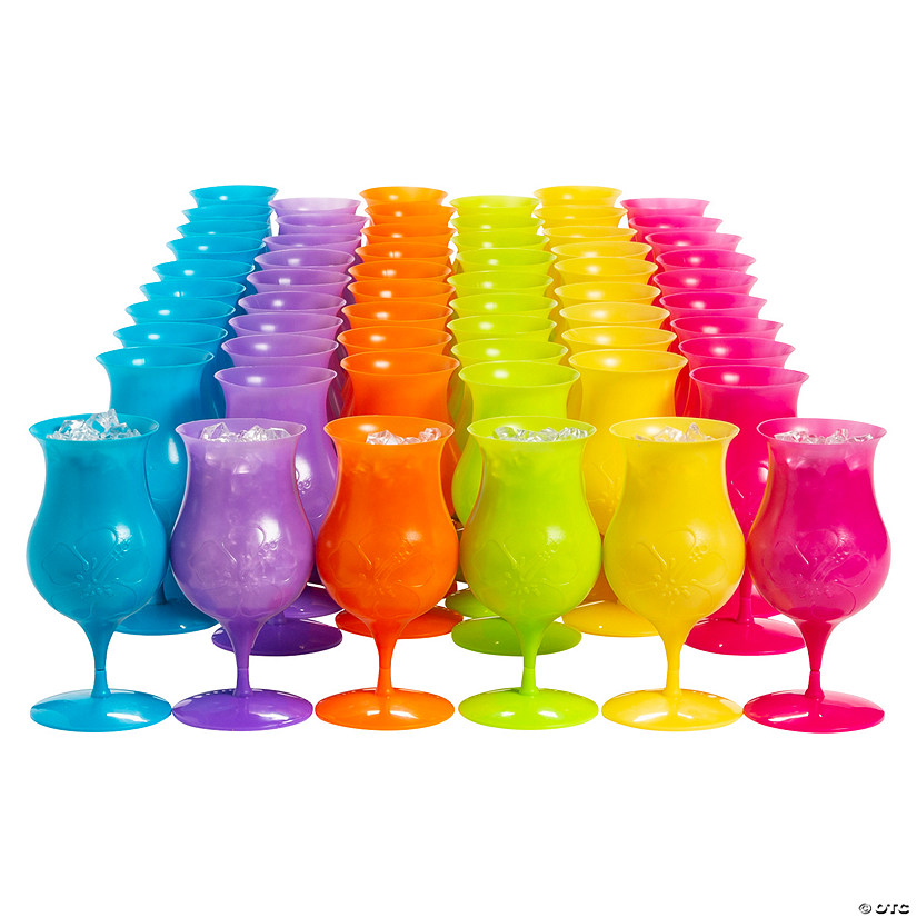 Bulk Tropical Colored Plastic Hurricane Glasses 60 Pc. Oriental Trading