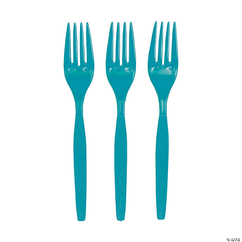 Bulk Turquoise Plastic Forks - 50 Ct. Image