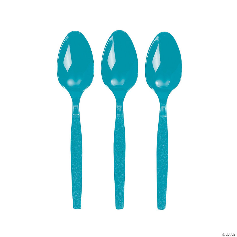Bulk Turquoise Plastic Spoons - 50 Ct. Image