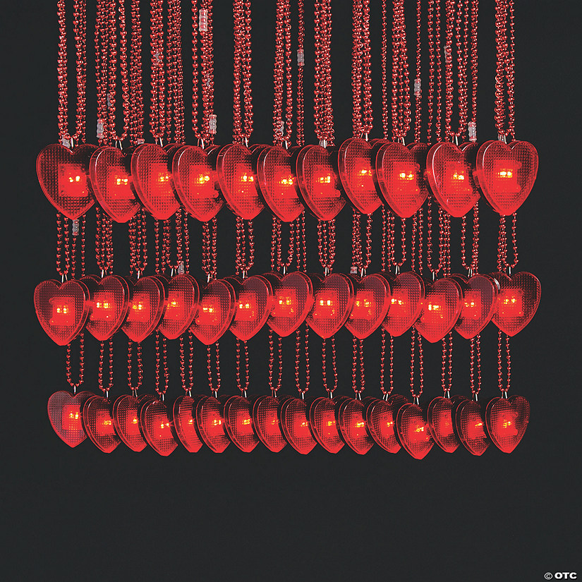 Bulk Valentine Necklaces with LightUp Heart 72 Pc.