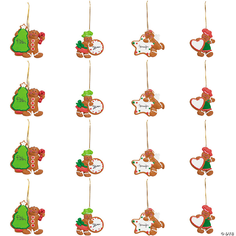 Bulk Write-A-Name Gingerbread Cookie Bakers Resin Christmas Ornaments - 48 Pc. Image