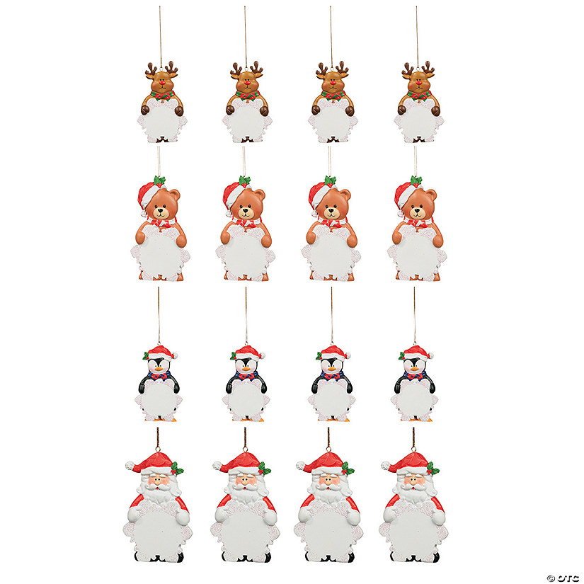 Bulk Write-A-Name Snowflake Holiday Character Resin Christmas Ornaments - 48 Pc. Image
