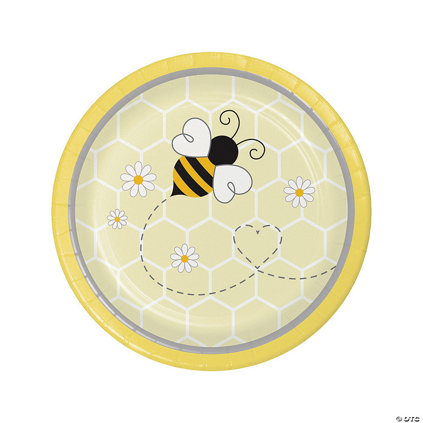 Bumblebee Party Round Paper Dessert Plates - 8 Ct. Image