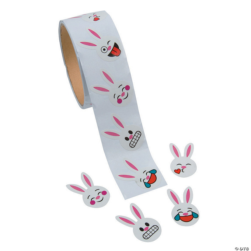 Bunny Face Emoji Sticker Roll - 100 Pc. Image