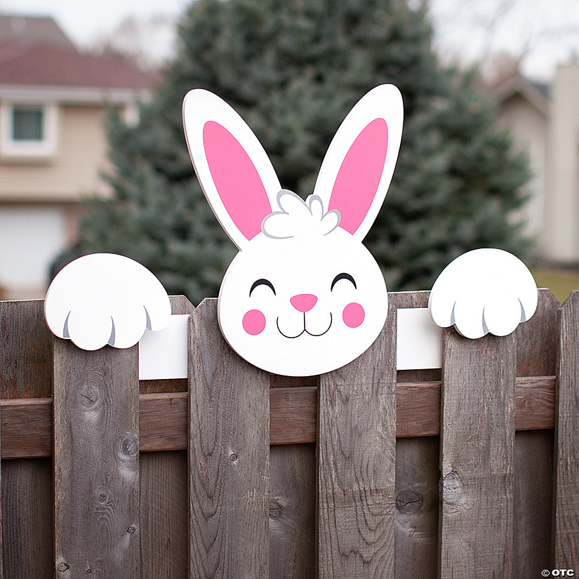 Bunny Fence Peeker Decoration Oriental Trading   Bunny Fence Peeker Decoration~14095384