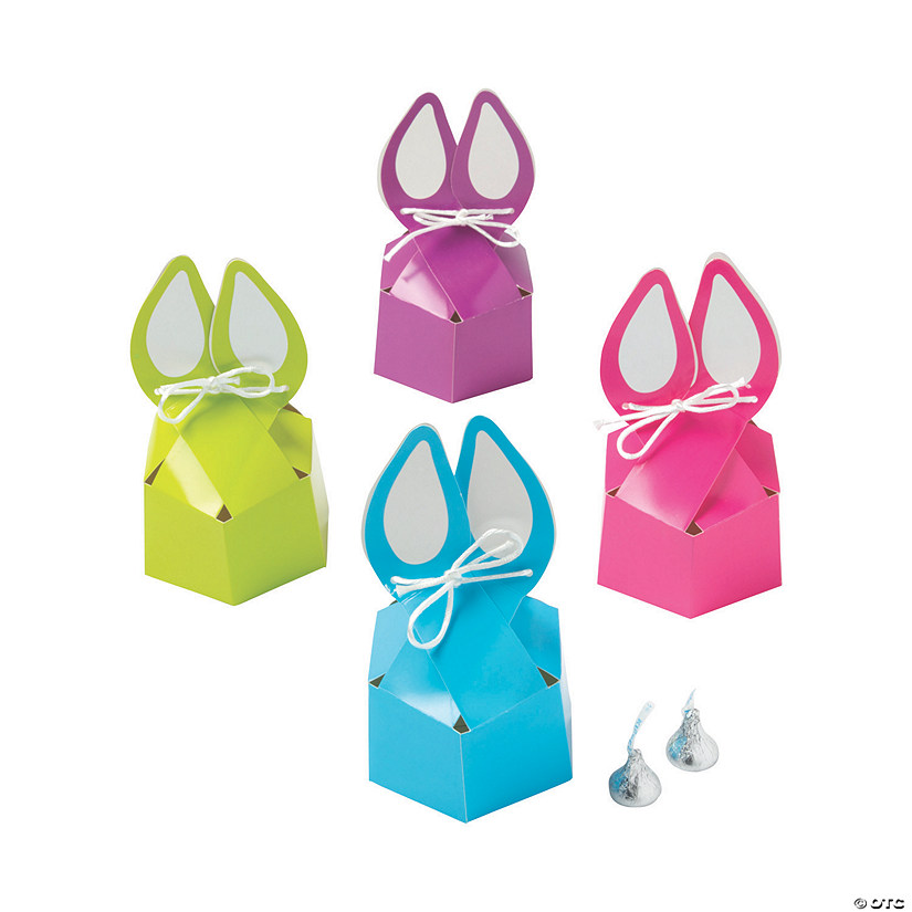 Bunny-Shaped Silhouette Treat Boxes with Bow - 12 Pc. Image