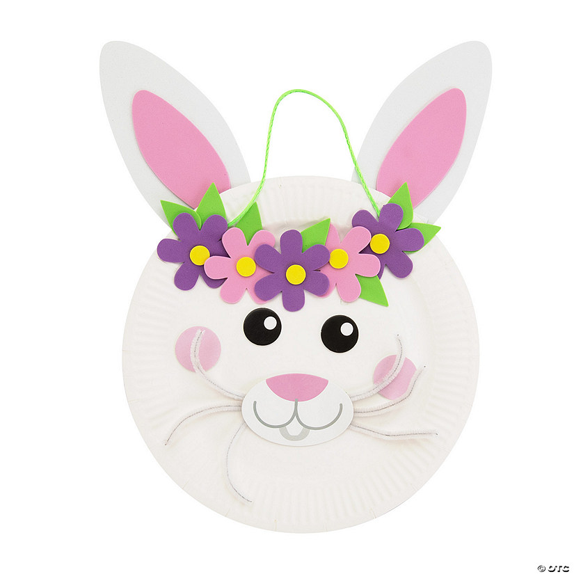Bunny with Flowers Paper Plate Craft Kit - Makes 12 Image