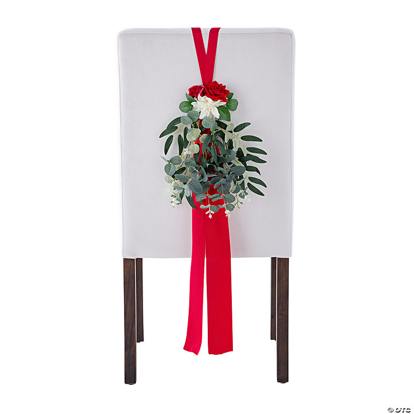 Burgundy Ribbon Chair Decoration Image
