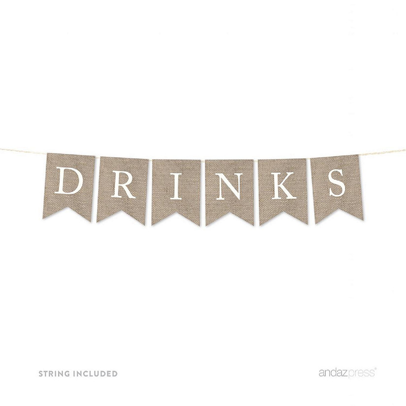 Burlap Drinks Banner - 4 x 5.5 Inch Image