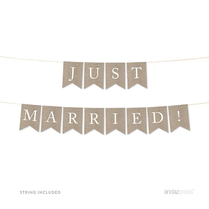 Burlap Just Married - 4 x 5.5 Inch Image
