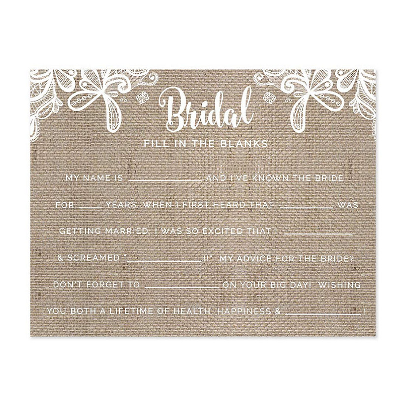 Burlap Lace Fill Blanks Bride 20pk Image