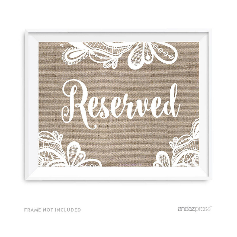 Burlap Lace Reserved Sign 8.5x11 Image
