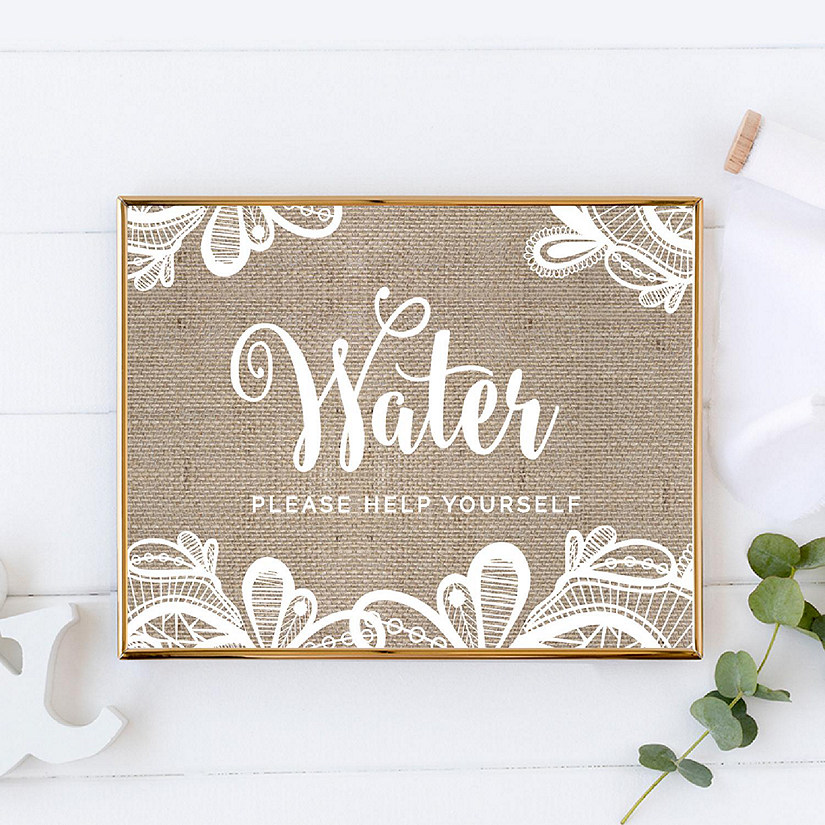 Burlap Lace Water Help Yourself 8.5x11 Image