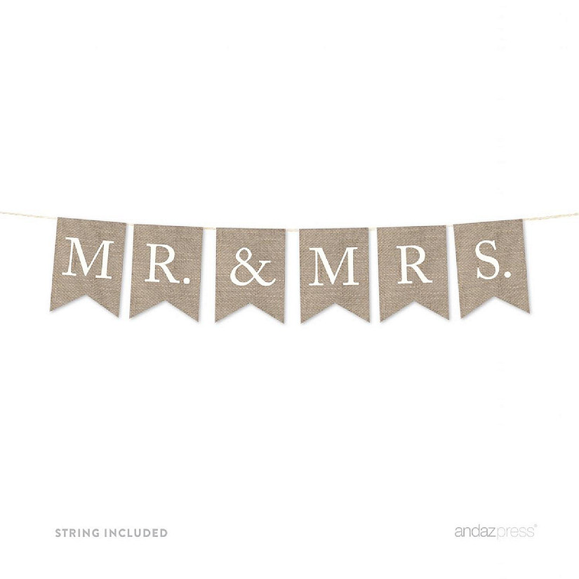 Burlap Mr &amp; Mrs Wedding - 4 x 5.5 Inch Image