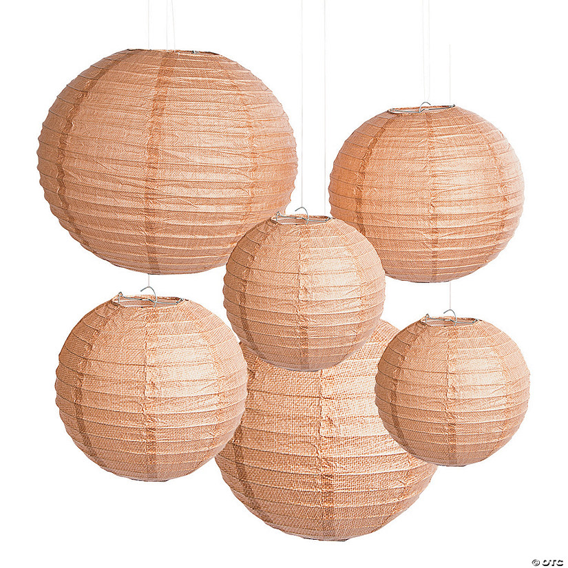 Burlap Print Hanging Paper Lanterns Oriental Trading