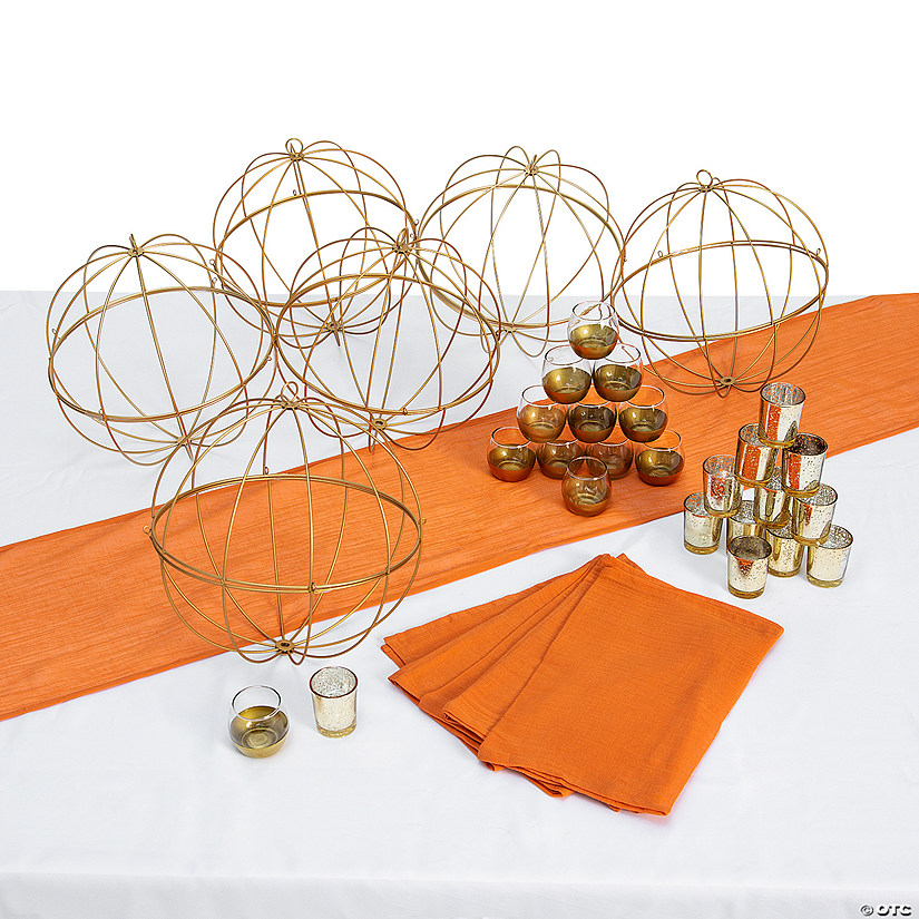 Burnt Orange & Gold Accent Centerpiece Kit for 6 Tables Image