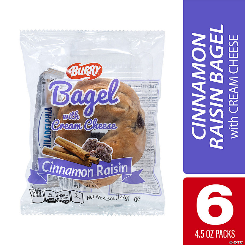 Burry Individually Wrapped Cinnamon Raisin Bagel w/ Cream Cheese, 4.6 Oz, 6 Ct Image