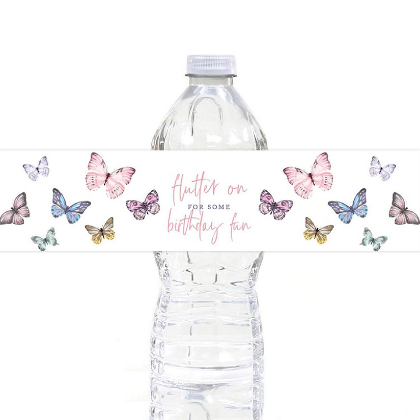 Butterfly Bday Bottle Label 40 2.5x8.5in Image