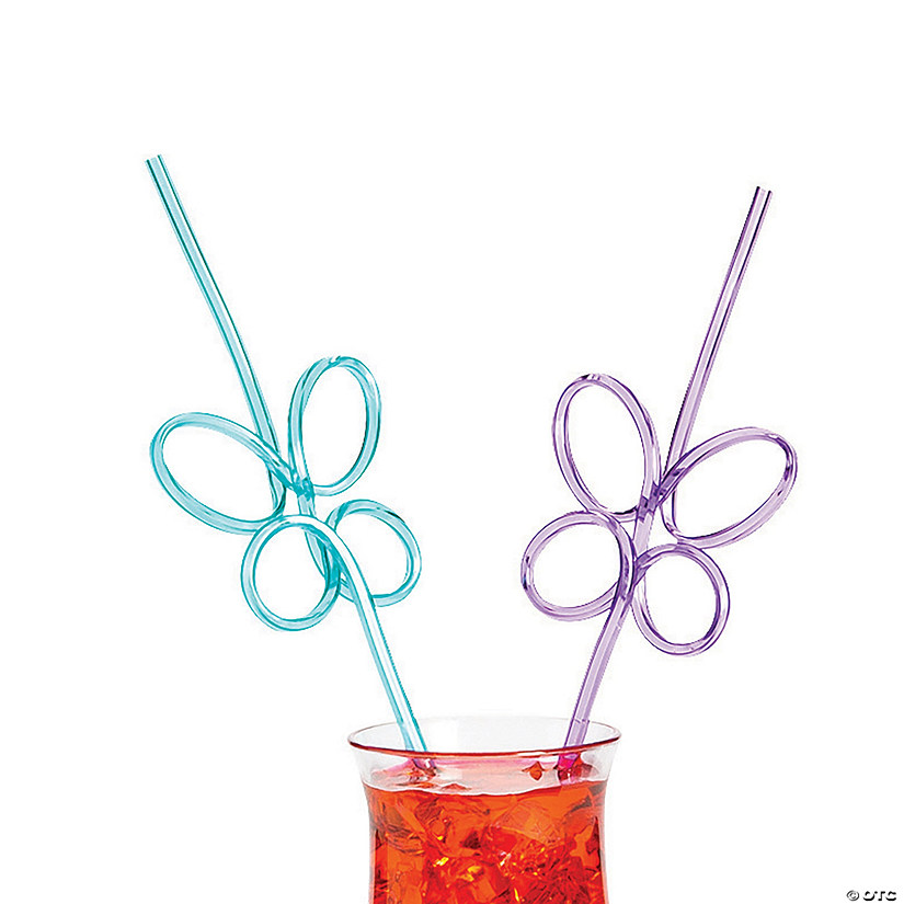 Butterfly BPA-Free Plastic Silly Straws - 12 Pc. Image