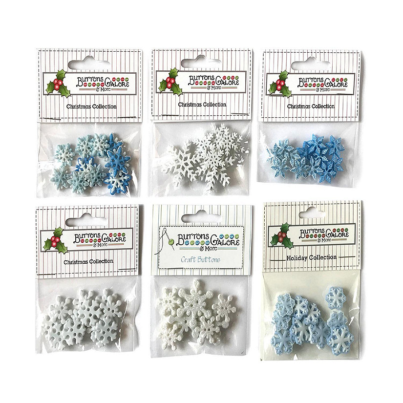 Buttons Galore 60+ Assorted Snowflake Theme Button Bundle for Sewing &amp; Crafts - Set of 6 Button Packs Image