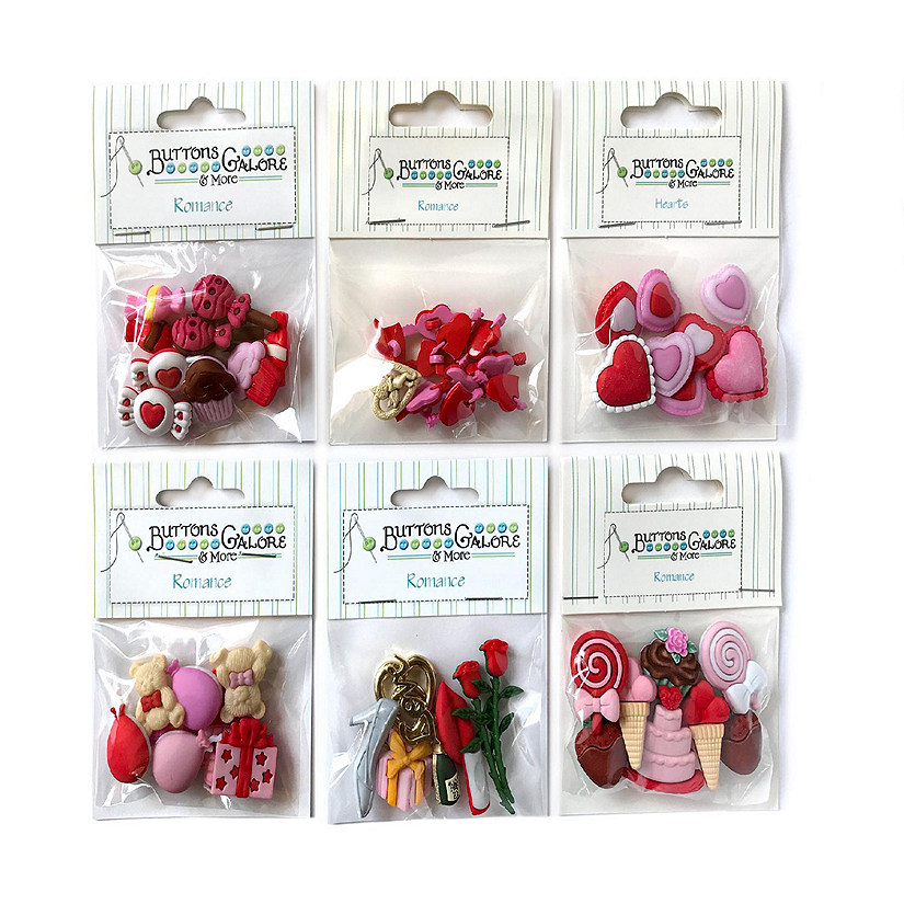 Buttons Galore 60 Romance Button Bundle for Sewing & Crafts - Set of 6 Button Packs Image