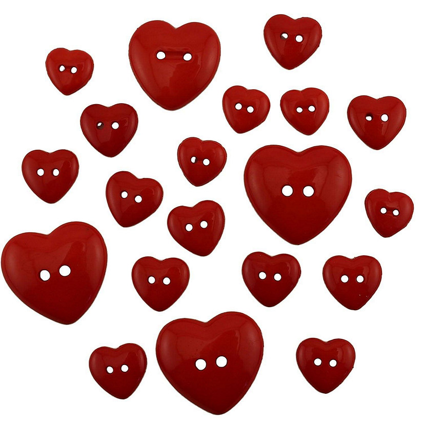Buttons Galore and More Craft & Sewing Buttons - Red Hearts - 48