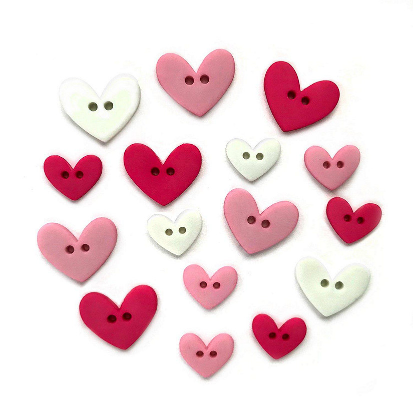 Buttons Galore and More Craft & Sewing Buttons - Valentine Hearts - 48 Buttons Image
