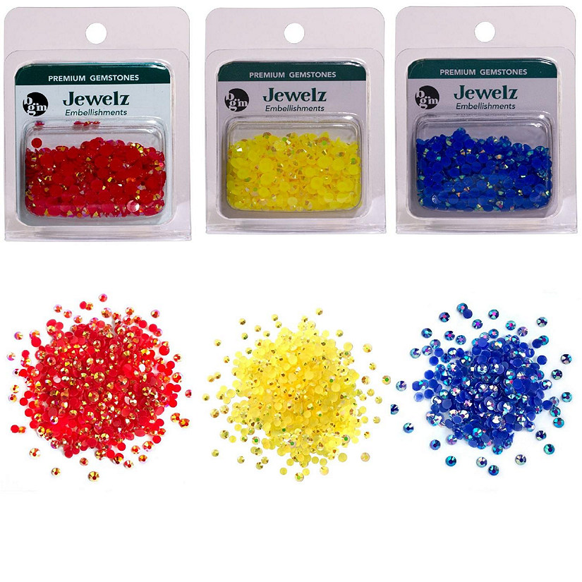 Buttons Galore and More Flat Back Jewelz Bundle in Primary Iridescent Colors - Over 2000 Gems Image