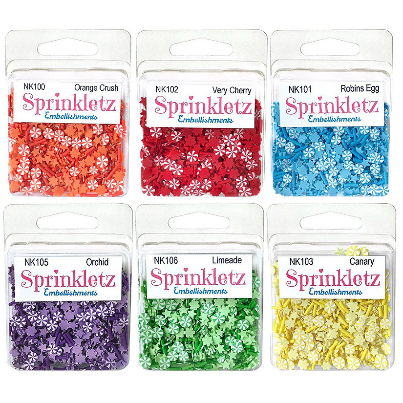 Buttons Galore and More Sprinkletz - Tiny 5mm Polymer Clay Embellishments - Rainbow Bundle 72 grams Image