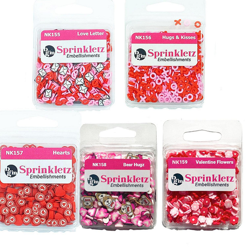 Buttons Galore and More Sprinkletz - Tiny 5mm Polymer Clay Embellishments - Valentine's Day Bundle 60 grams Image