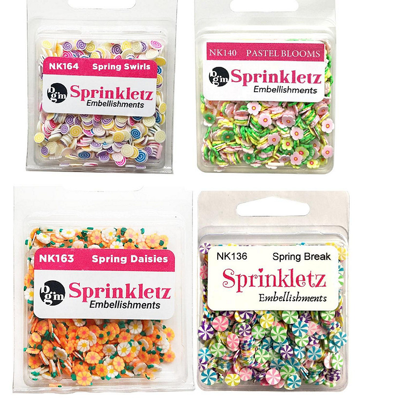 Buttons Galore and More Sprinkletz - Tiny Polymer Clay Embellishments - Spring Bundle 48 grams Image