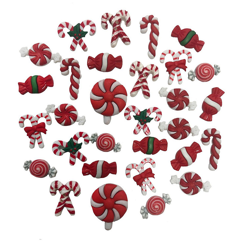 Buttons Galore Candy Cane and Christmas Button Super Value Pack for DIY Craft and Sewing Projects Image