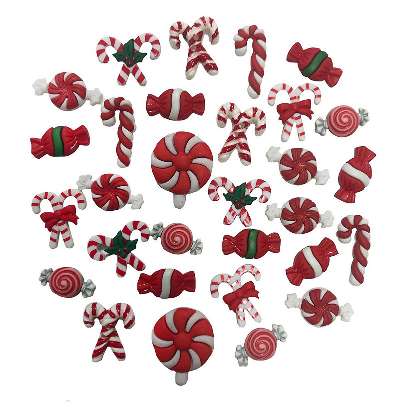 Buttons Galore Candy Cane and Christmas Button Super Value Pack for DIY Craft and Sewing