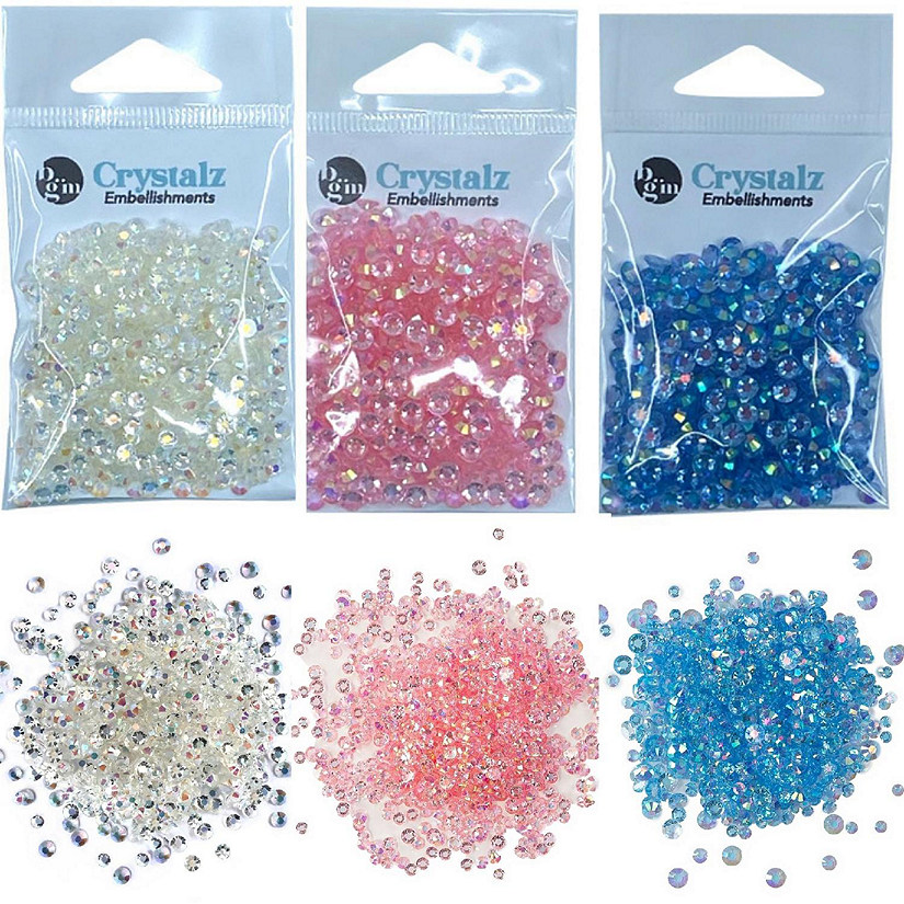 Buttons Galore Crystalz Bundle of Iridescent Gems - 1200 Pieces - Baby Colors Image