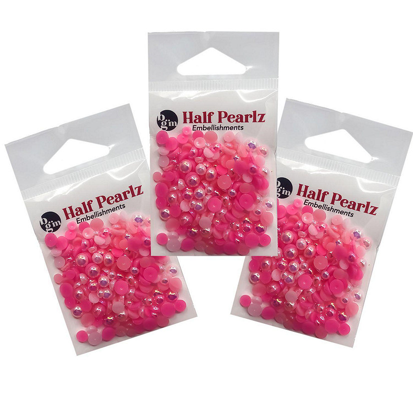 Buttons Galore Half Pearlz Embellishments Pink Paradise
