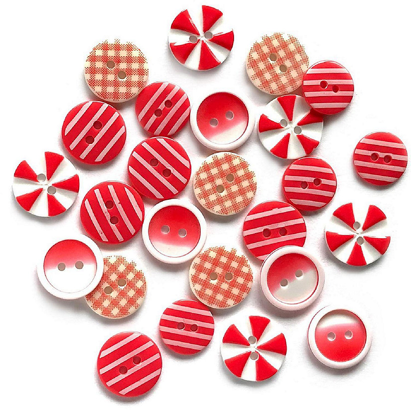 Buttons Galore Printed Craft & Sewing Buttons - Red Carpet - Set of 3 Packs Total 45 Buttons Image