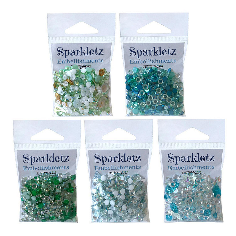 Buttons Galore Sparkletz&#174; Embellishments Bundle, Iridescent Diamonds, Half Pearls, Sequins & Seed Beads Ocean - 50 Grams Image